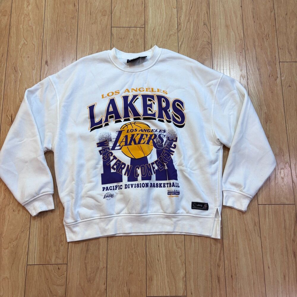 Los Angeles NBA Lakers White Oversized Sweatshirt Unisex Size Small Primark
